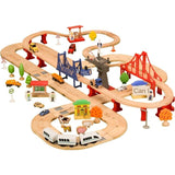 Road Railway Train Track Toy Set Double Wooden Compatible with Wooden Cars 1:64 > 3 Years Old Wood Certificate 3C Pd32